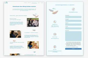 responsive Screens der Seiten Leistungen und Kontakt von Mia’s Betreuungsservice – Design & Umsetzung: Susann Pruess.