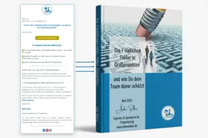 Willkommensmail mit Nutzenliste und Button zum E-Book-Download.